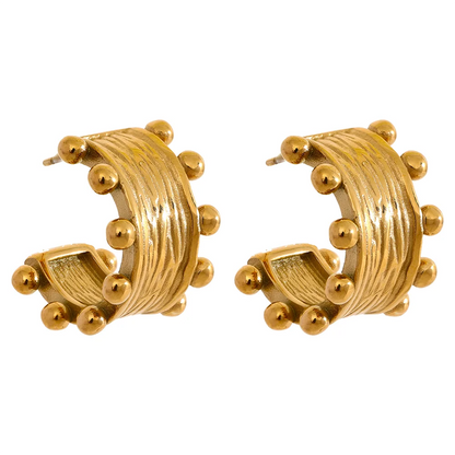 18K Gold Plated C Shape Hoop Earrings