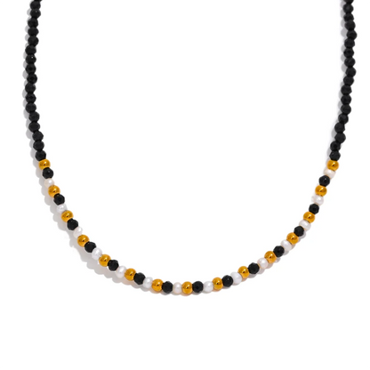 Black Crystal Pearl Necklace & Bracelet Set