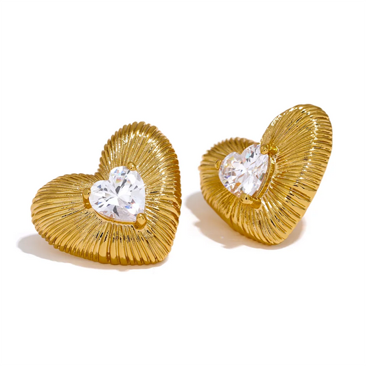 Cubic Zirconia Heart Stud