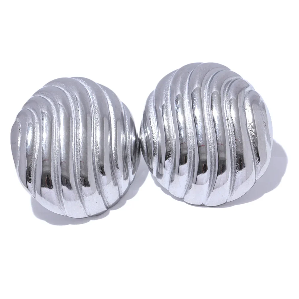 Oval Stripe Stud Earrings