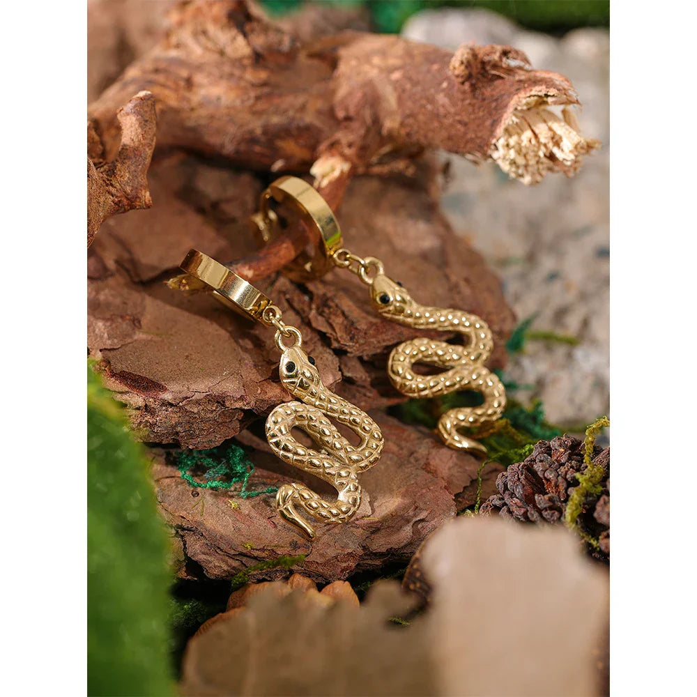 Gold snake earrings