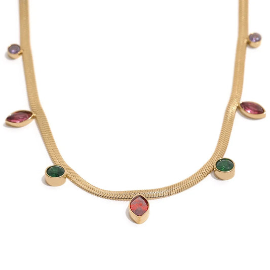 Flat Snake Chain CZ Necklace