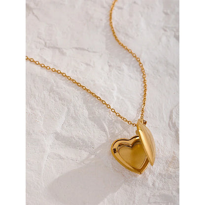 Gold Heart Locket Necklace