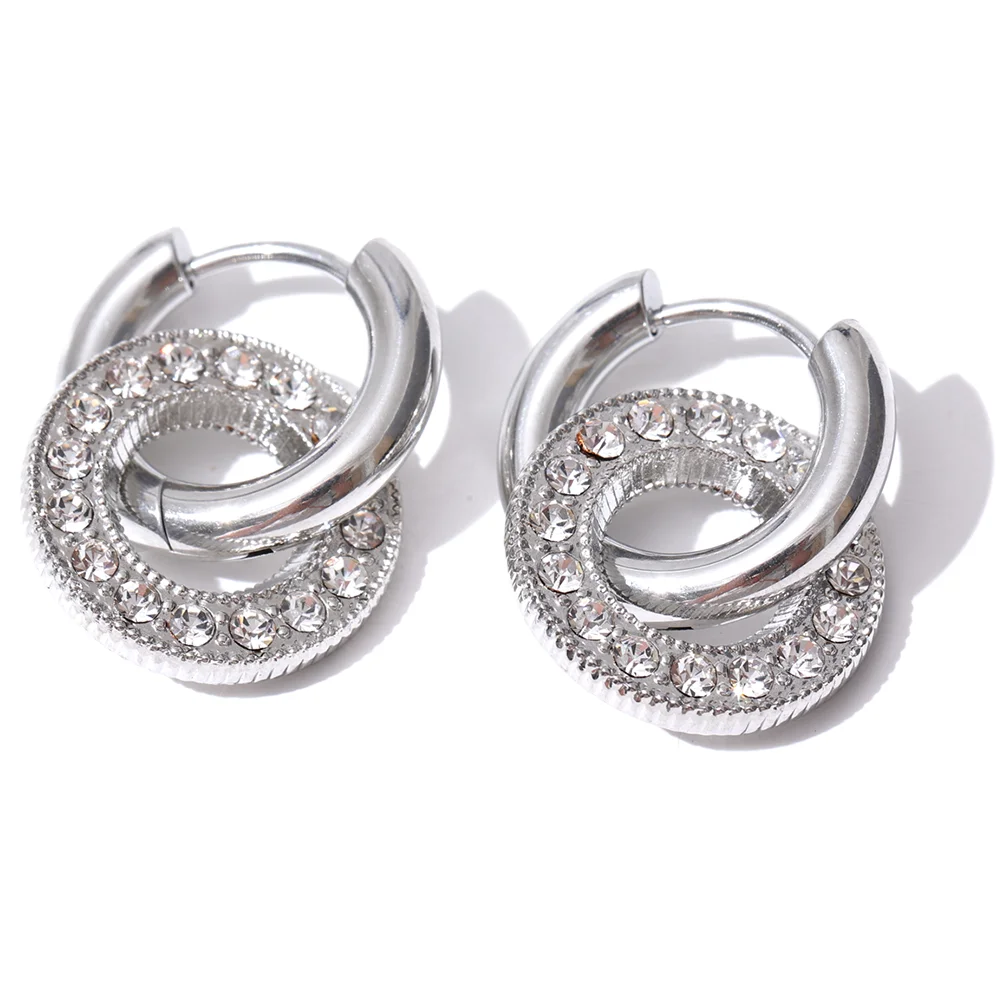 316L Stainless Steel Zircon Hoop Earrings