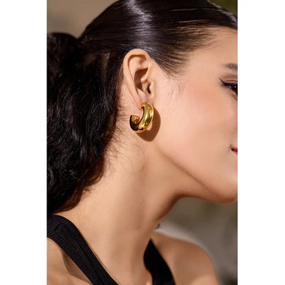 Small Chunky Gold Hoop Earrings