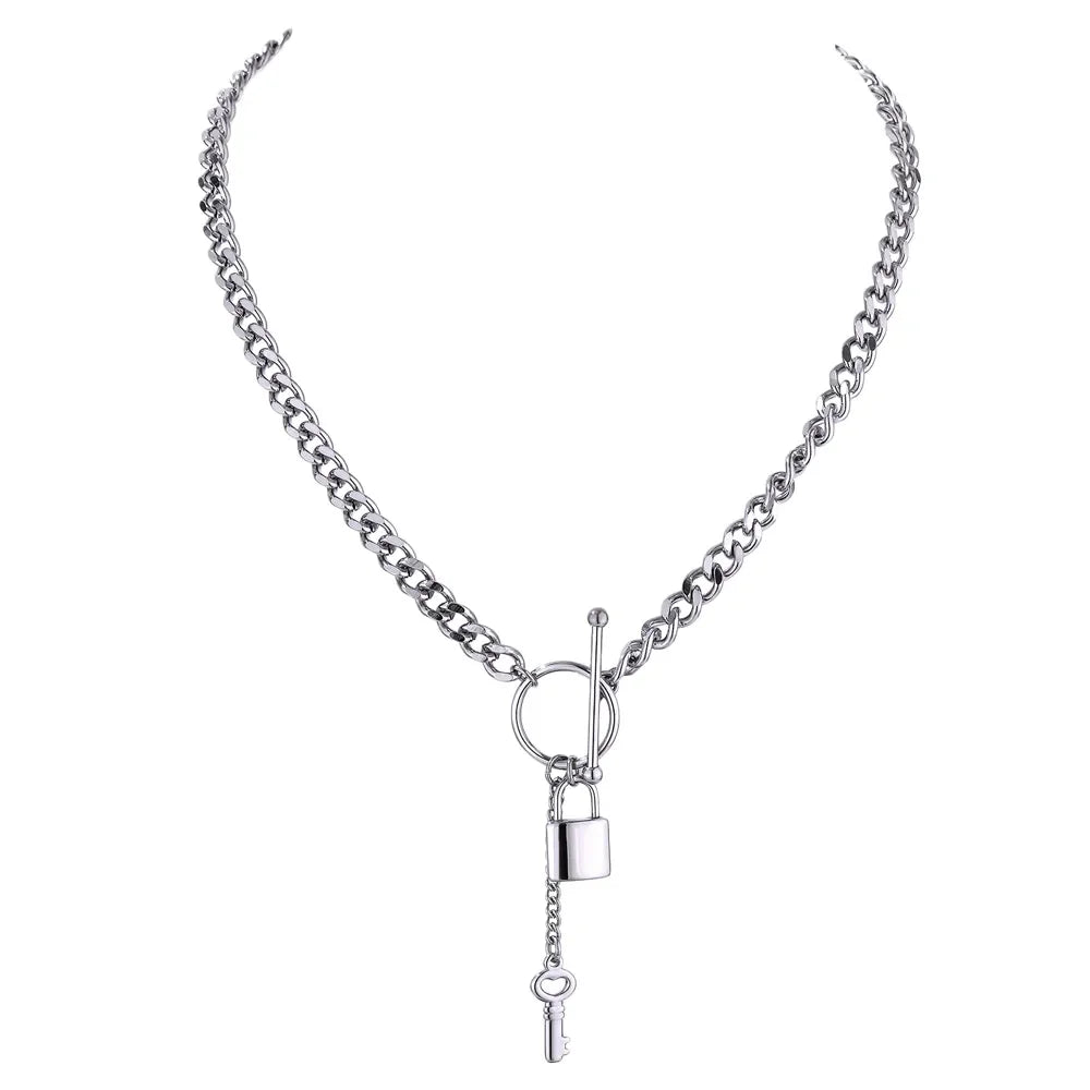 Punk Lock Pendant Necklace