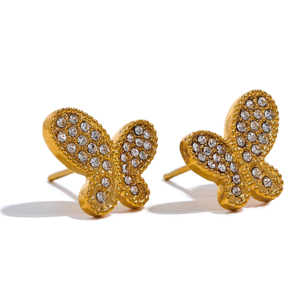 Zirconia Butterfly Stud Earrings