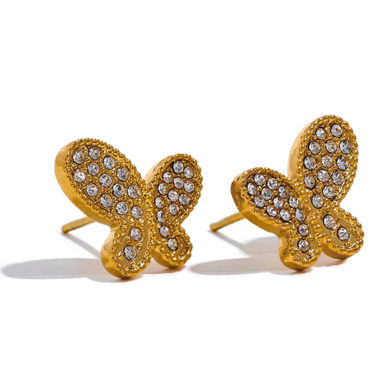 Zirconia Butterfly Stud Earrings