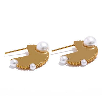Chic Pearl Hoop Earrings