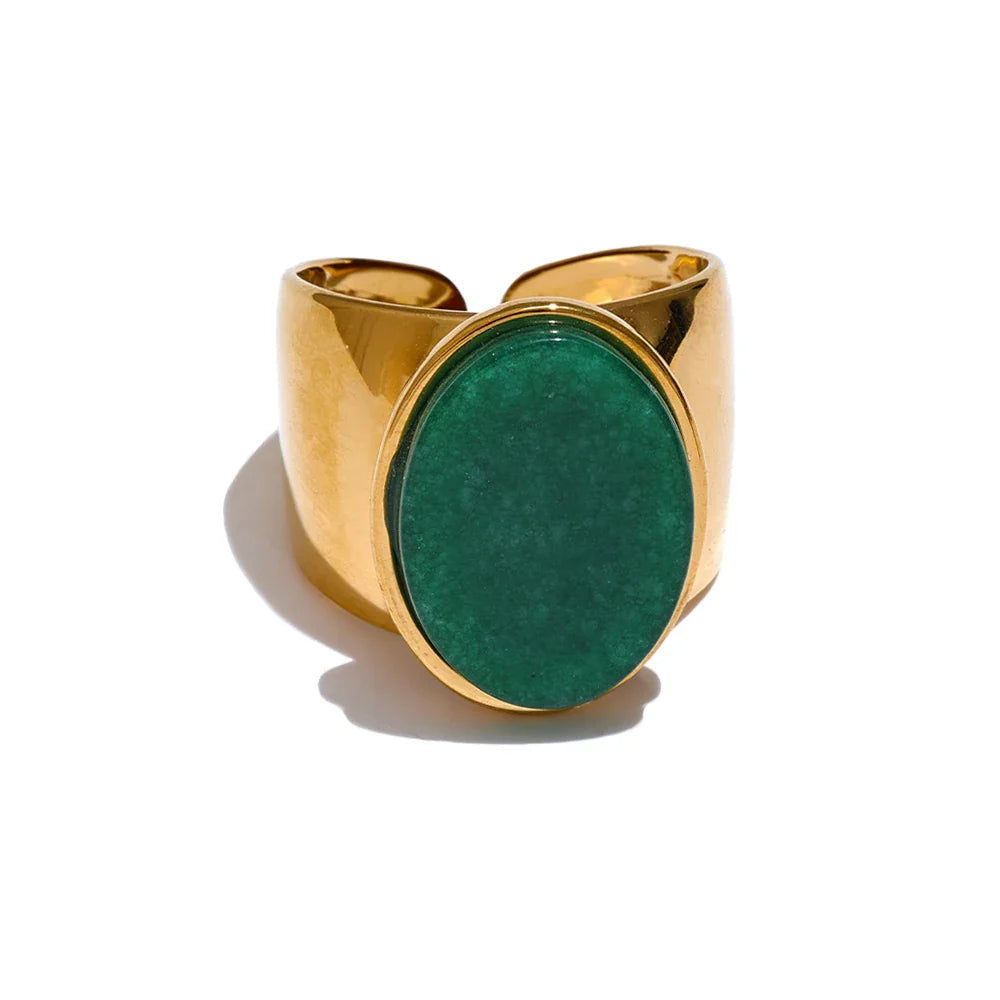 Wide band rings with stones