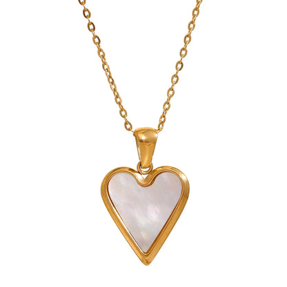 Acrylic Shell Heart Pendant Necklace