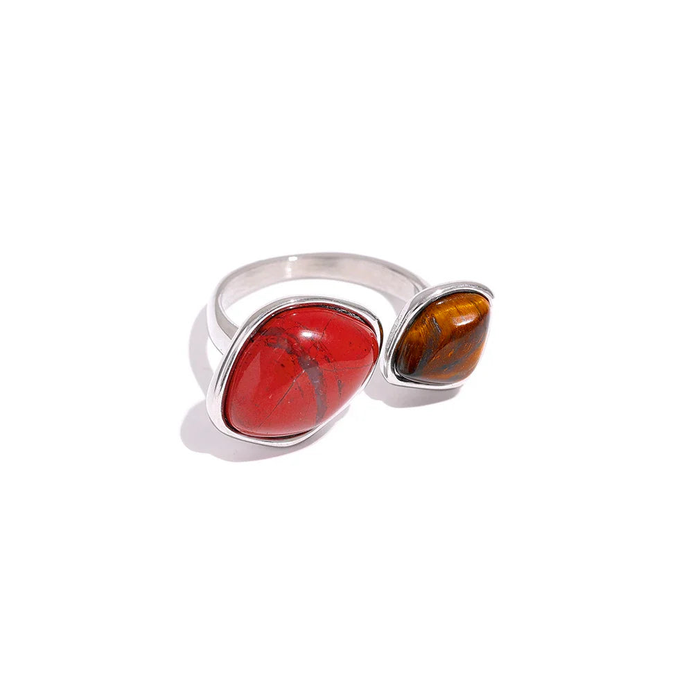 Vintage Natural Stone Geometric Ring