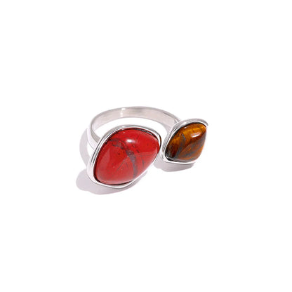 Vintage Natural Stone Geometric Ring
