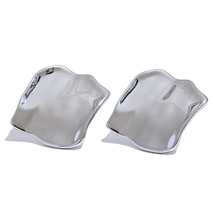 Glossy Metal Square Stud Earrings
