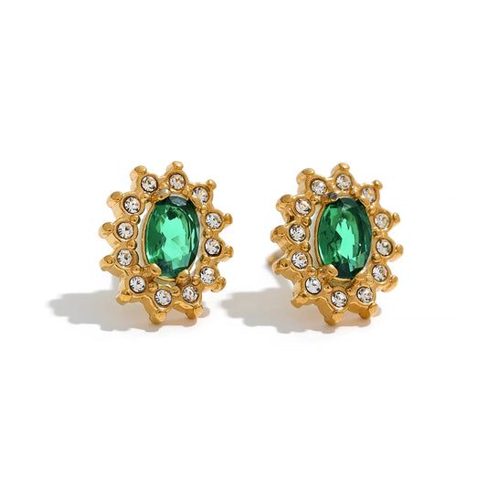 Green Flower Earrings