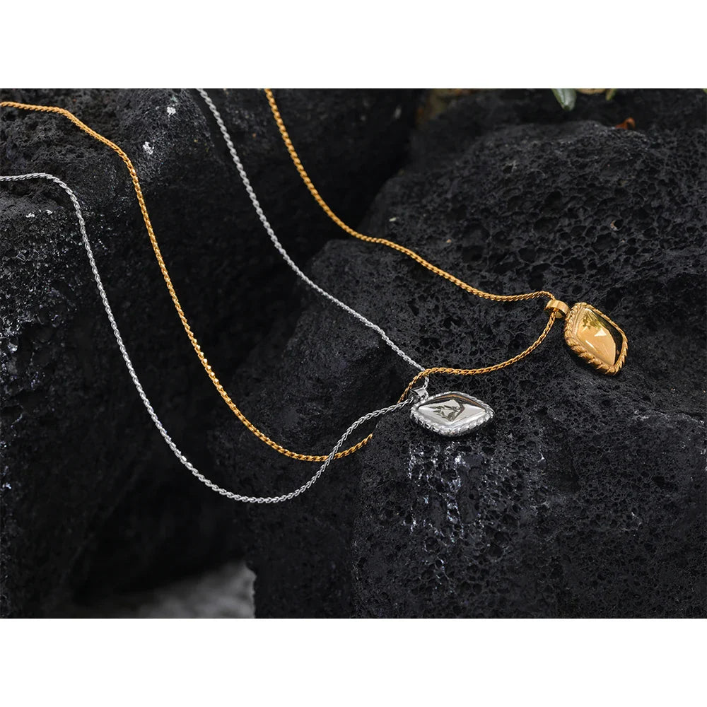 Gold Square Pendant Necklace