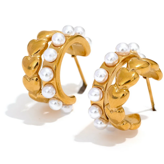 18K Gold Heart Hoop Earrings