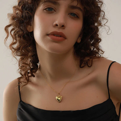 Gold Heart Locket Necklace
