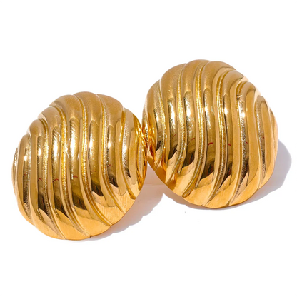 Oval Stripe Stud Earrings