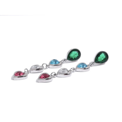 Colorful Zirconia Heart Dangles
