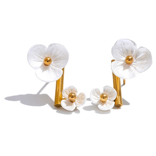White Flower Earrings
