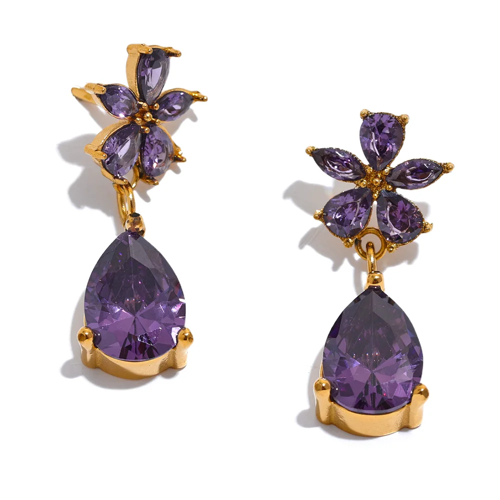 Colorful Zircon Flower Earrings