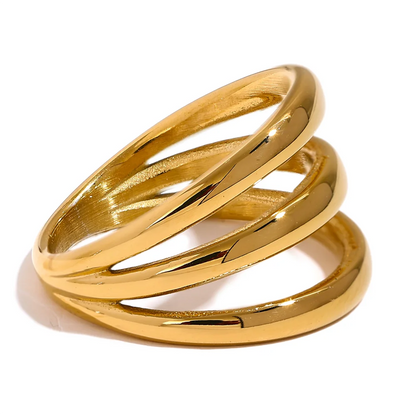 Geometric Hollow Layered Wide Ring