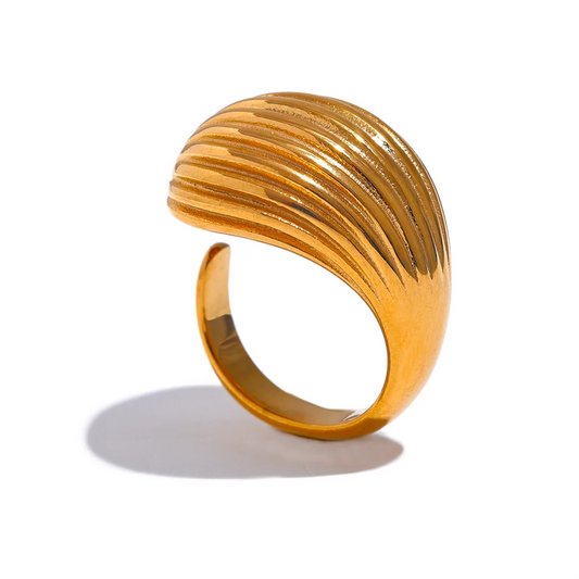Stripe Geometric Open Ring