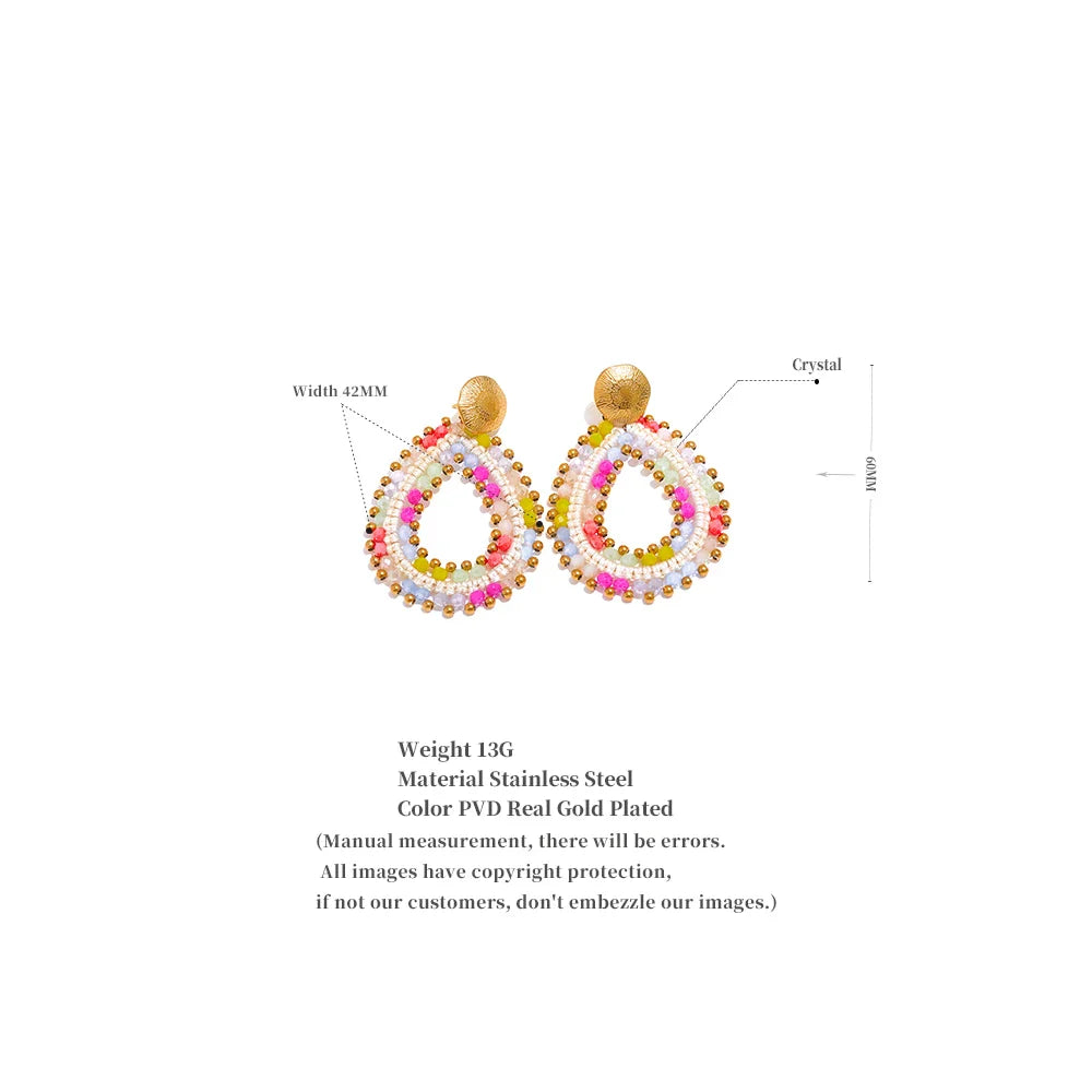 Handmade Beaded  Hoop Earrings