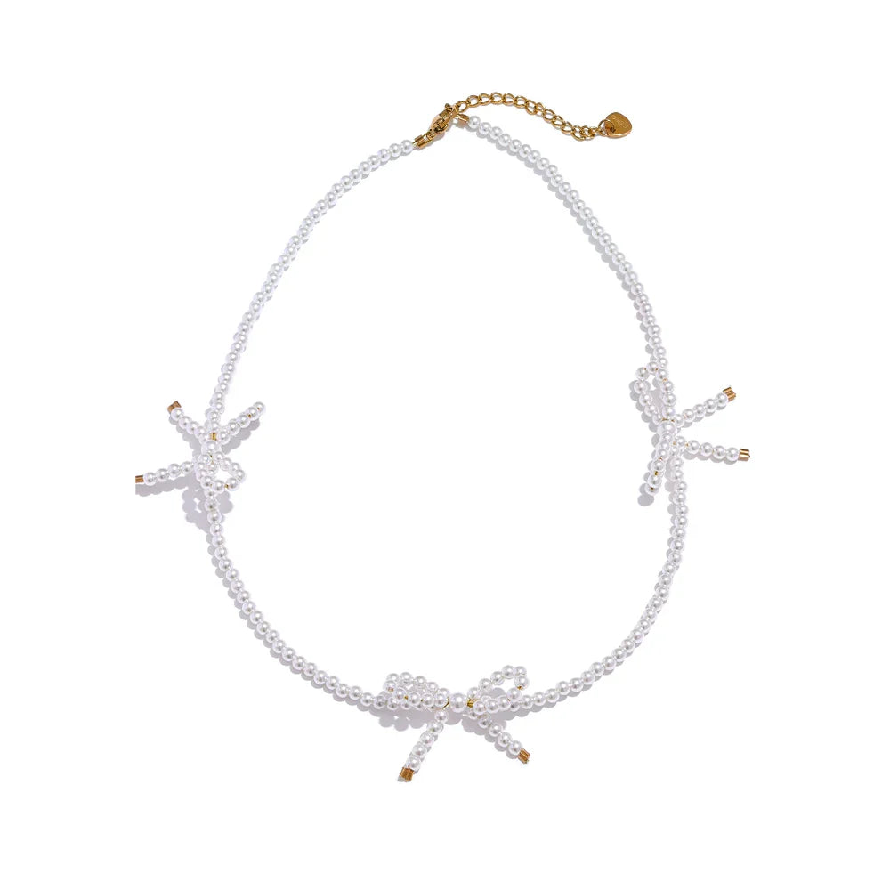 Black Crystal Bow Knot Necklace