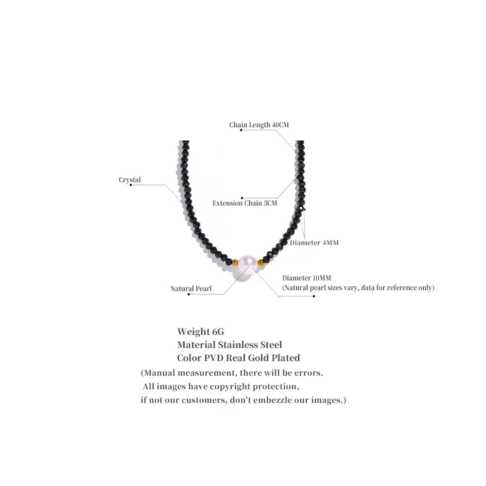 Black Crystal Pearl Necklace