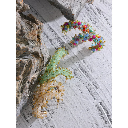 Beaded C-Shaped Earrings