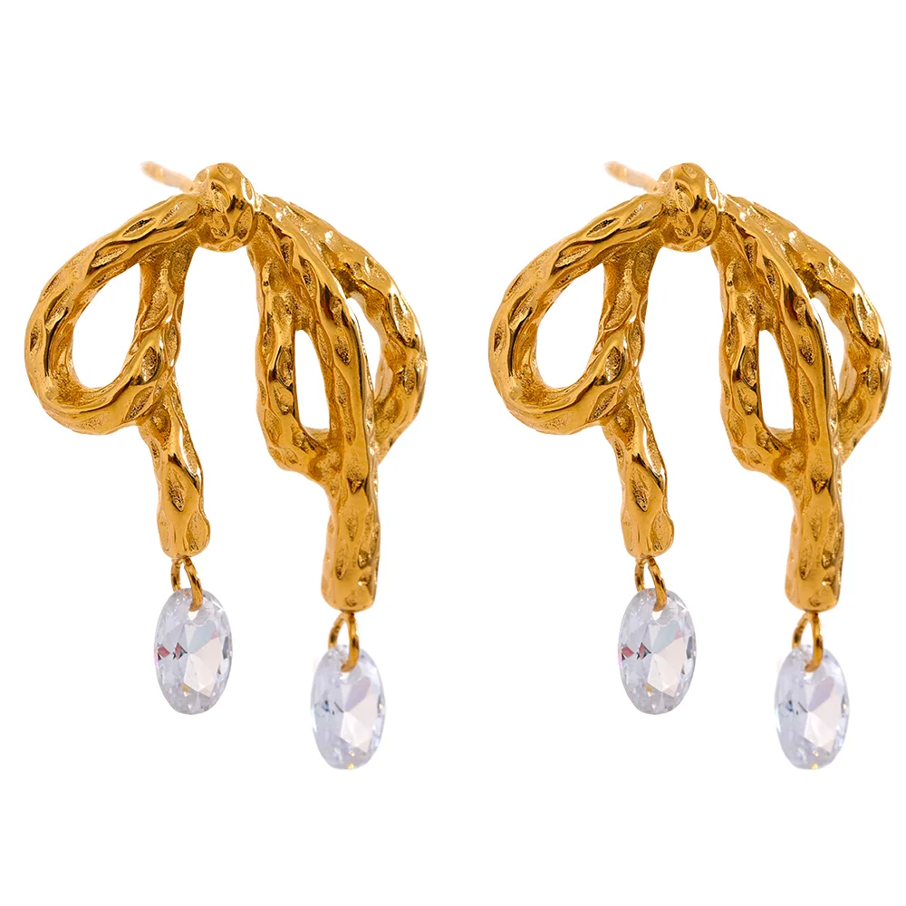 Bowknot Zirconia Earrings