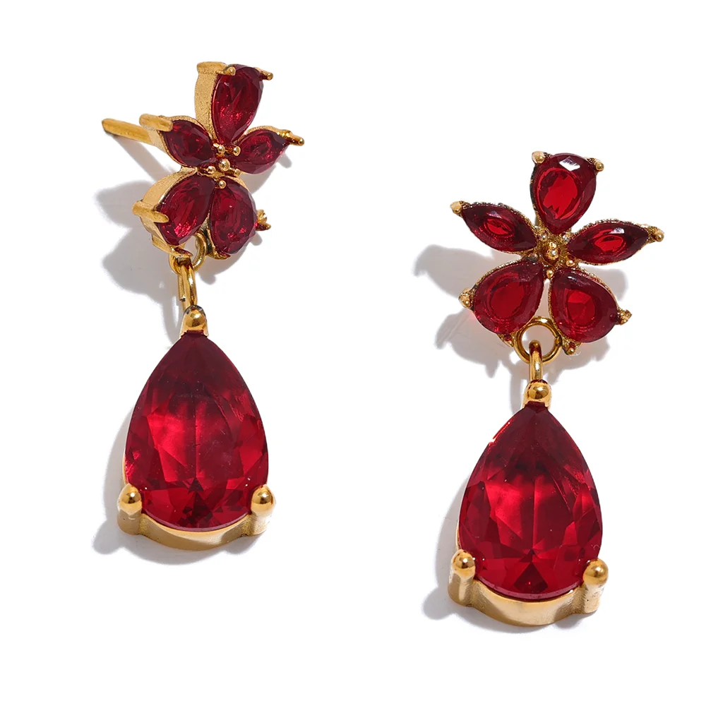 Colorful Zircon Flower Earrings