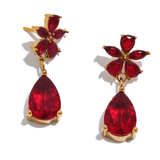 Colorful Zircon Flower Earrings