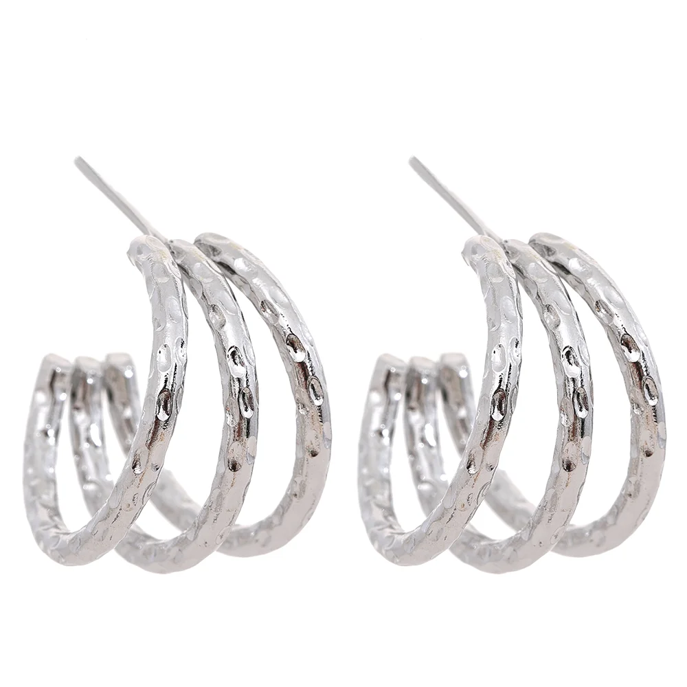 C Shape Geometric Hollow Layered Fashion Earrings