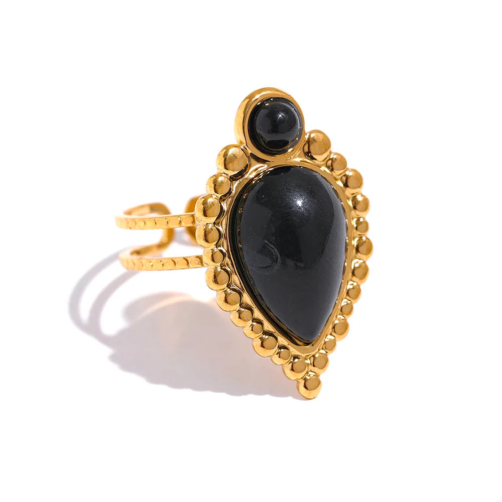 Vintage Natural Stone Artificial Agate  Open Ring