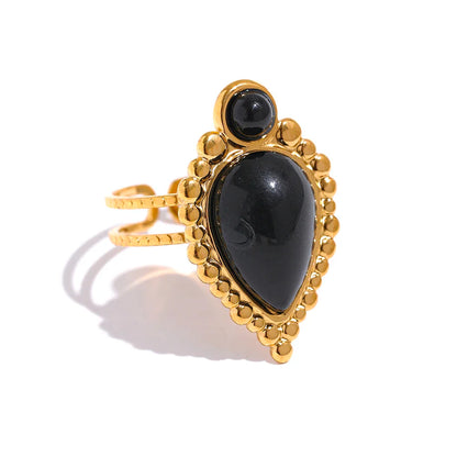 Vintage Natural Stone Artificial Agate  Open Ring
