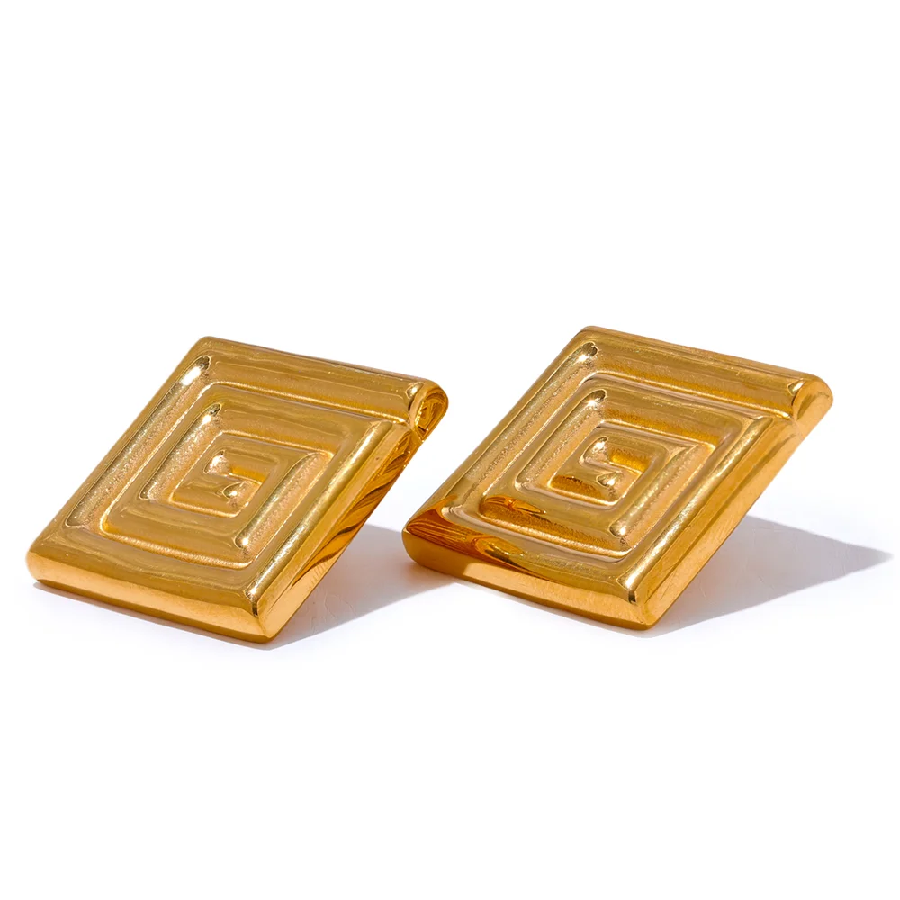 Square Metal Stud Earrings