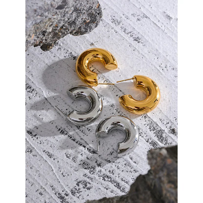 Small Chunky Gold Hoop Earrings