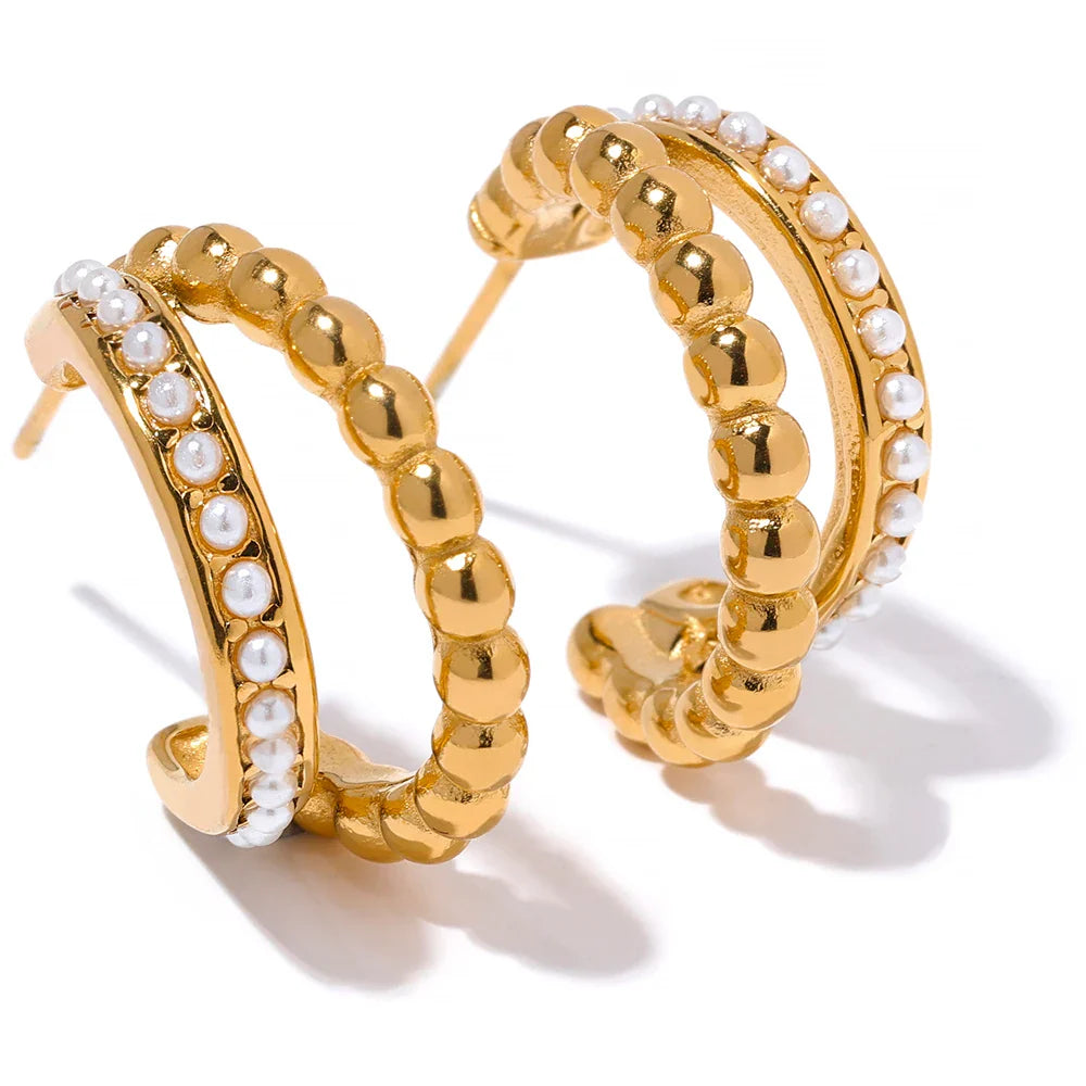 Vintage Pearl Geometric Earrings