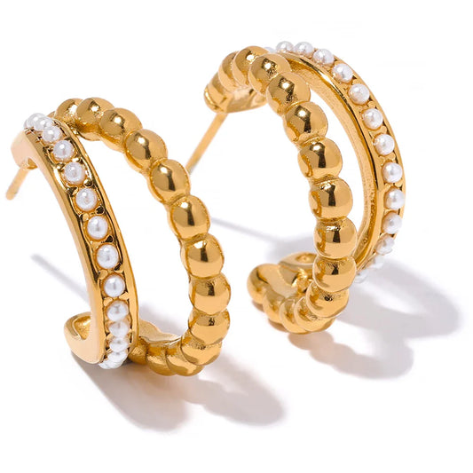 Vintage Pearl Geometric Earrings