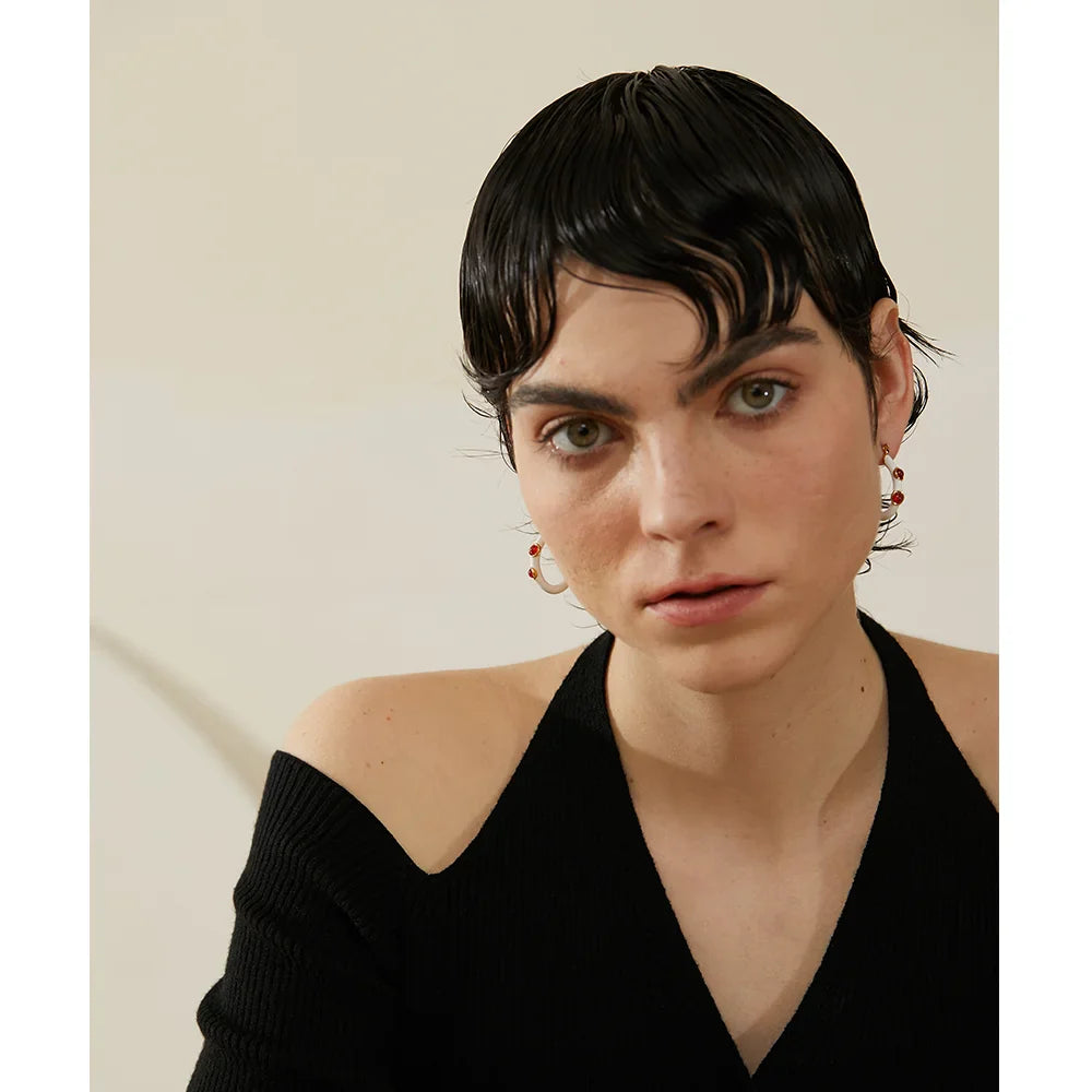Stone Hoop Earrings