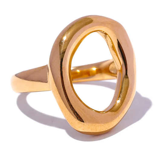 Geometric Hollow Golden Minimalist Ring