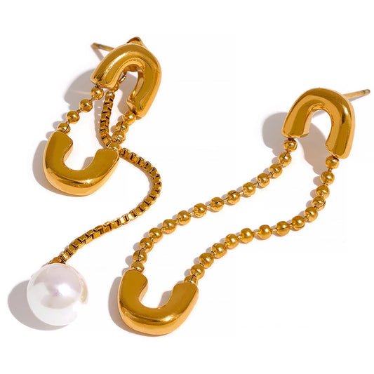 Asymmetrical Pearl Drop Earrings