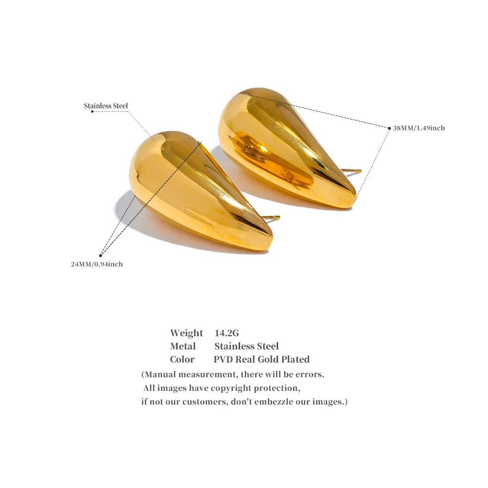 Water Drop Big Chunky Stud Earrings