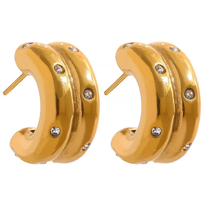 C Shape Gold Earrings