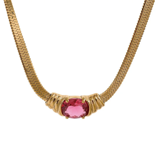 Green CZ Snake Chain Necklace