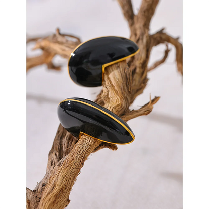 Black & White Enamel Geometric Earrings