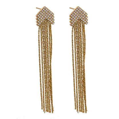 Arrow CZ Tassel Earrings